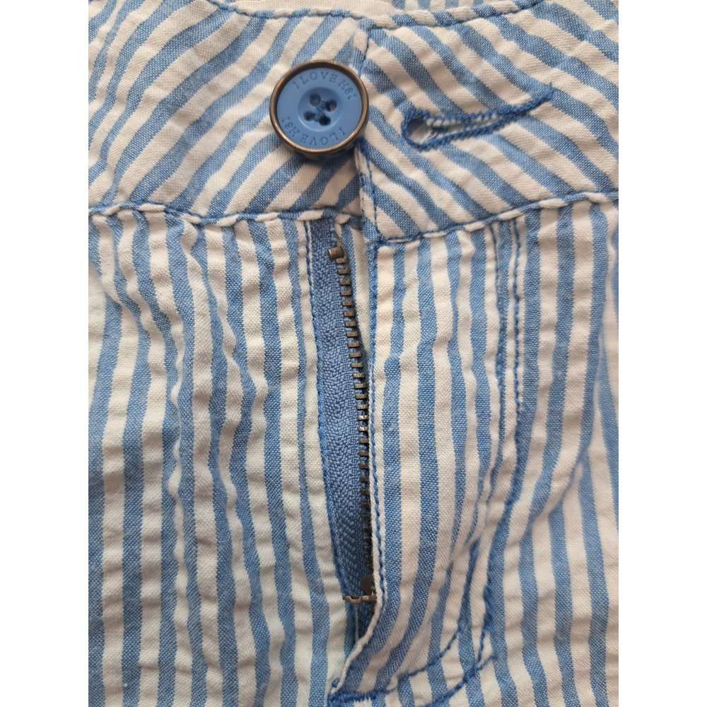 Forever 21 Y2K I Love H81 Blue White Striped Seersucker Shorts SZ 26 (waist 28") - Picture 5 of 7